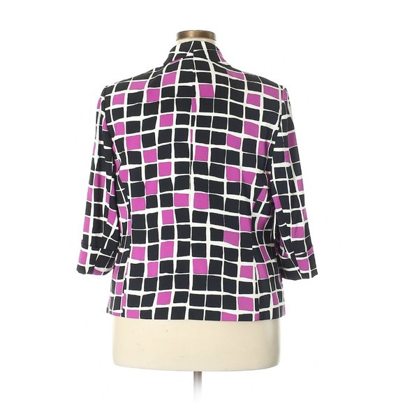 Kasper Print Black and Magenta Waterfall Blazer - Picture 2 of 2